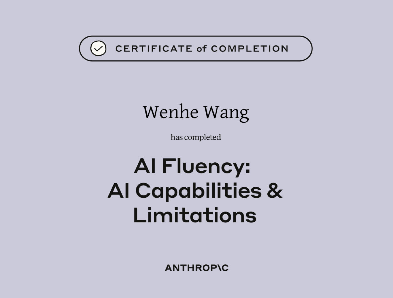 AI Capabilities and Limitations Certificate