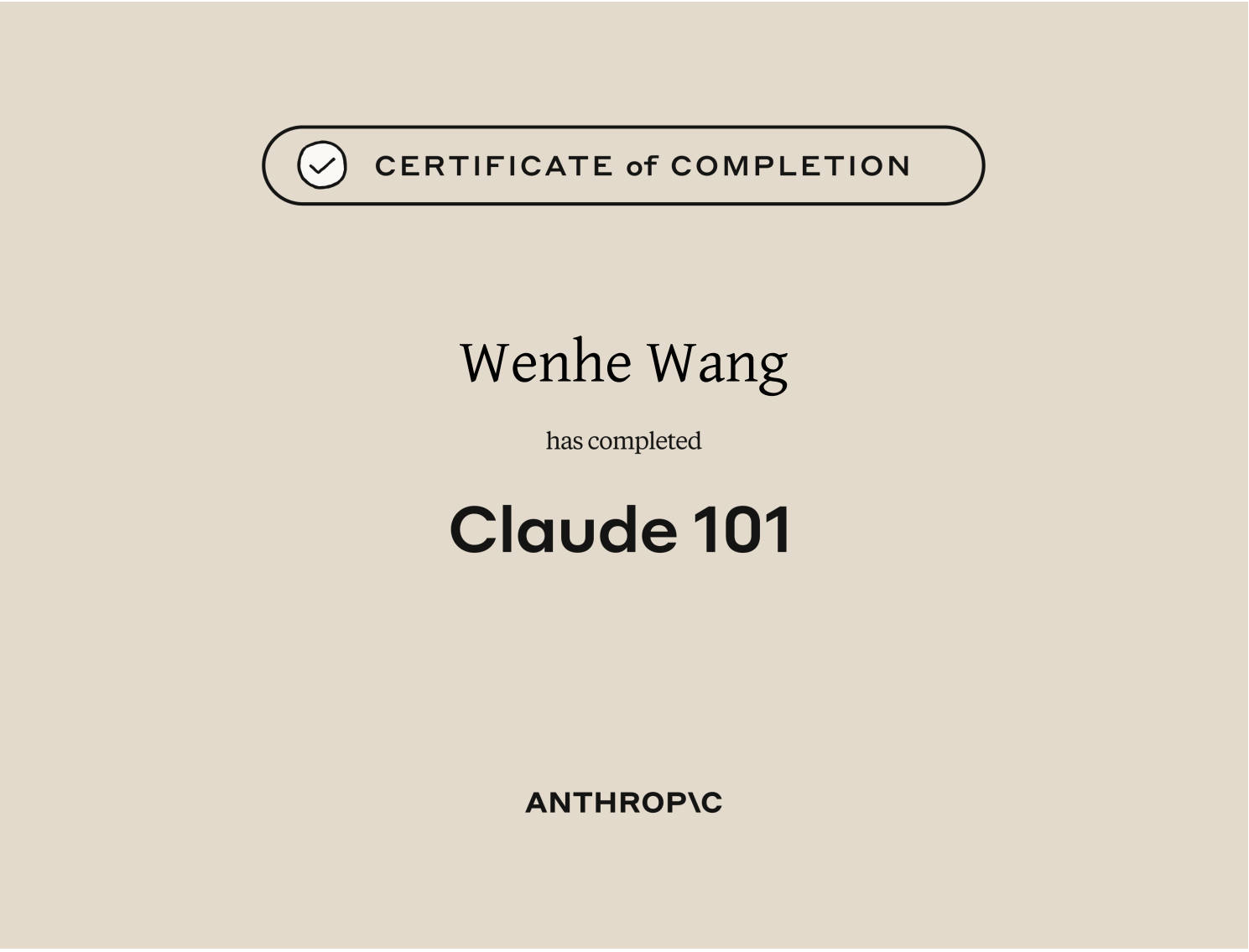 Claude 101 Certificate